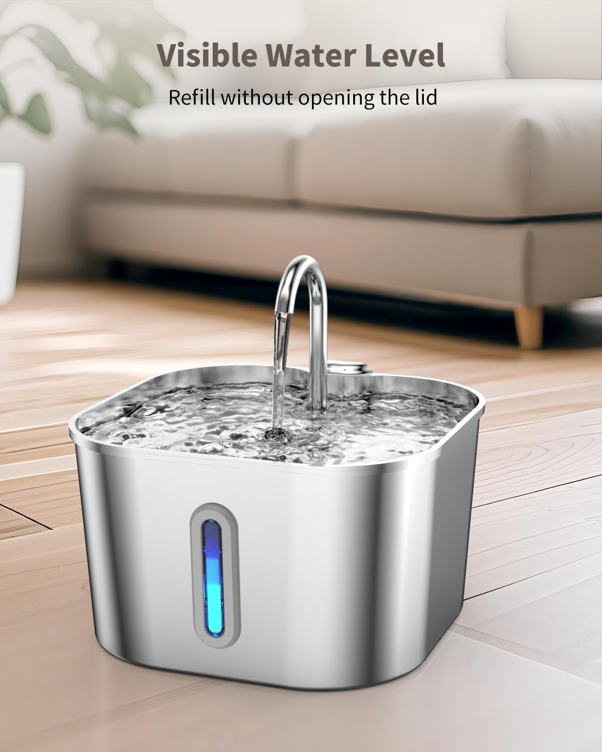 Stainless Steel Cat Water Fountain - 74Oz/2.2L Cat Drinking Fountain