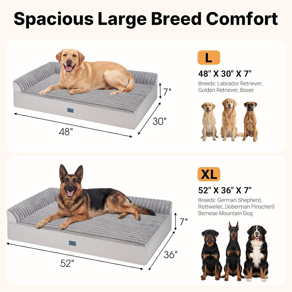 Orthopedic Dog Bed for Senior Dog, 7" XXL Memory Foam Bed with Sides