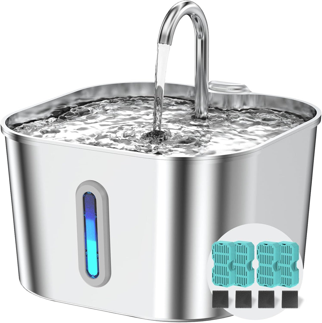 Stainless Steel Cat Water Fountain - 74Oz/2.2L Cat Drinking Fountain