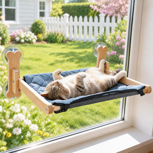 Cat Window Perch, Warmth Window Cat Bed with Soft Flannel Plush Mat