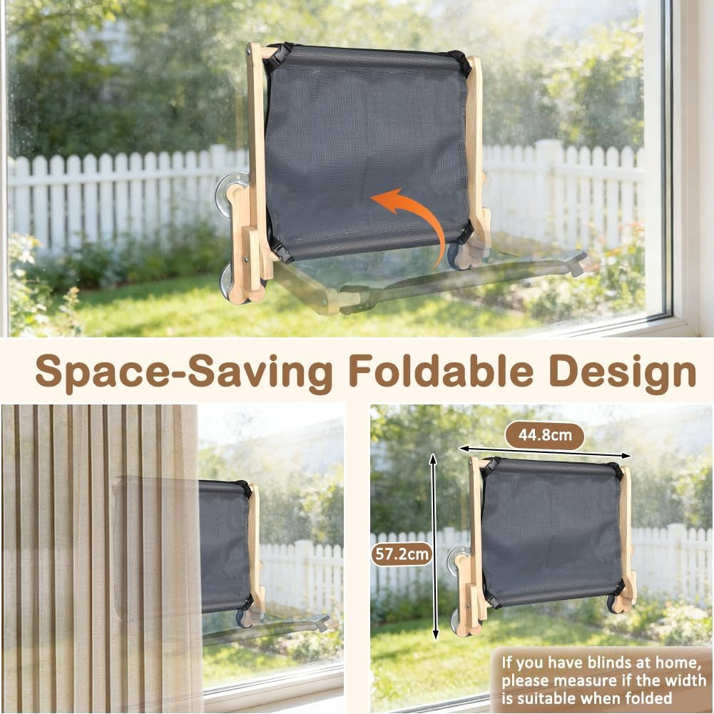 Cat Window Perch, Warmth Window Cat Bed with Soft Flannel Plush Mat