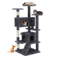 54 inch gray cat tree tower with scratching posts and condo