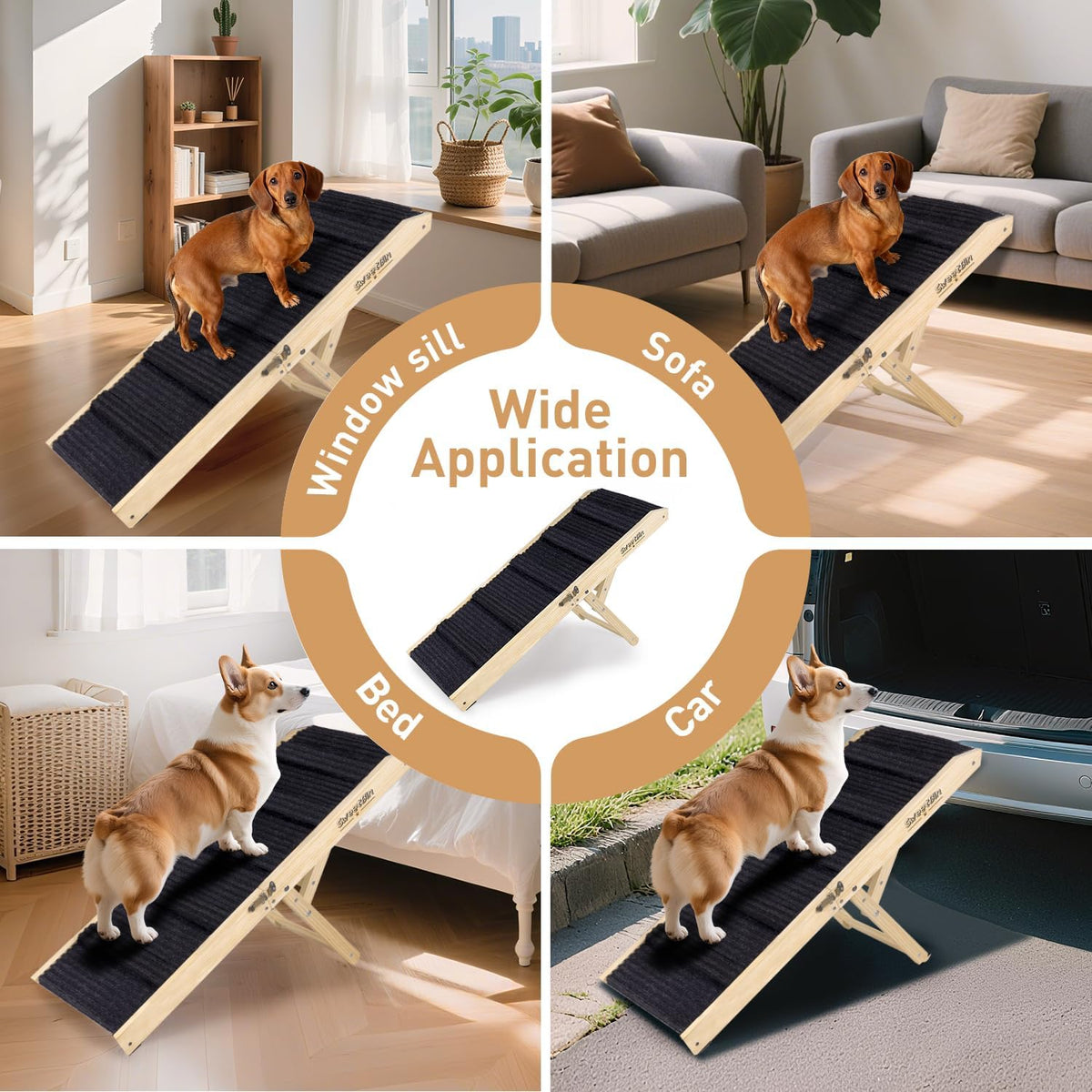 2026 Upgraded Dog Ramp for Couch - Foldable Small Dog Ramp for Bed - 4 Adjustable Height from 12" to 20" - Portable Pet Stairs with Non-Slip Pad - Pet Ramps Use for Low Bed Couch Steps up to 60LBS